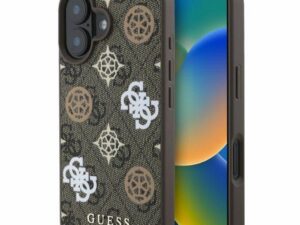 GUESS case for IPHONE 16 compatible with MagSafe GUHMP16SP4PWPW (PU Peony on 4G Background) brown