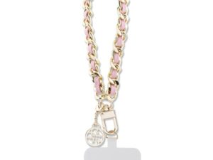GUESS hand strap GUOUCHSAMC4P (Saffiano Chain Strap 4G Charm) pink