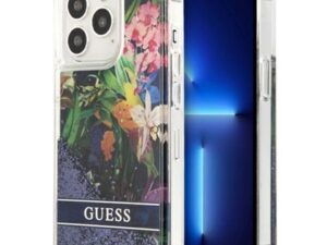 GUESS case for IPHONE 13 Pro GUHCP13LLFLSB (Glitter Flower) blue