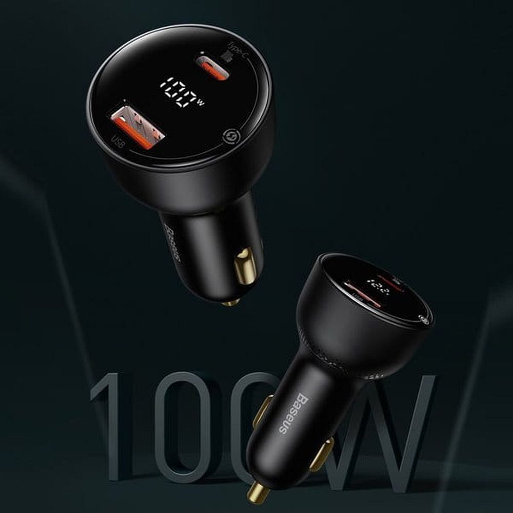 BASEUS car charger USB A + Type C with digital display + cable Type C to Type C PD3.0 QC4.0 5A 100W TZCCZX-01 black - Image 10