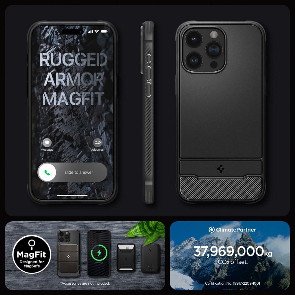SPIGEN Rugged Armor MAG compatible with MAGSAFE for IPHONE 15 PRO MAX matte black - Image 14