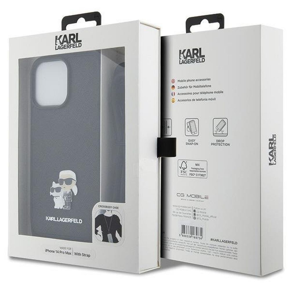 KARL LAGERFELD case for IPHONE 14 Pro Max KLHCP14XSAKCPSK (Saffiano KC Metal PIN Crossbody) black - Image 7
