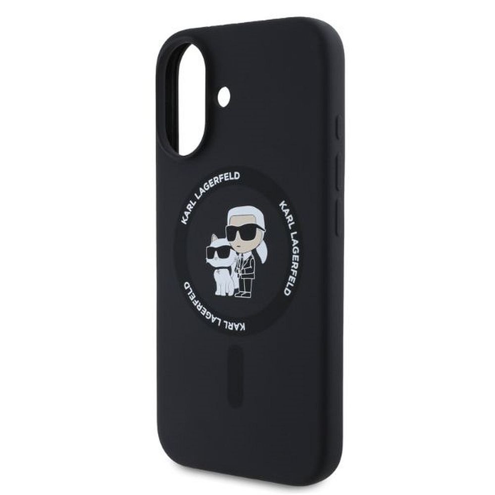 KARL LAGERFELD case for IPHONE 16 compatible with MagSafe KLHMP16SSCMKCRHK (Silicone KC Body Ring) black - Image 3