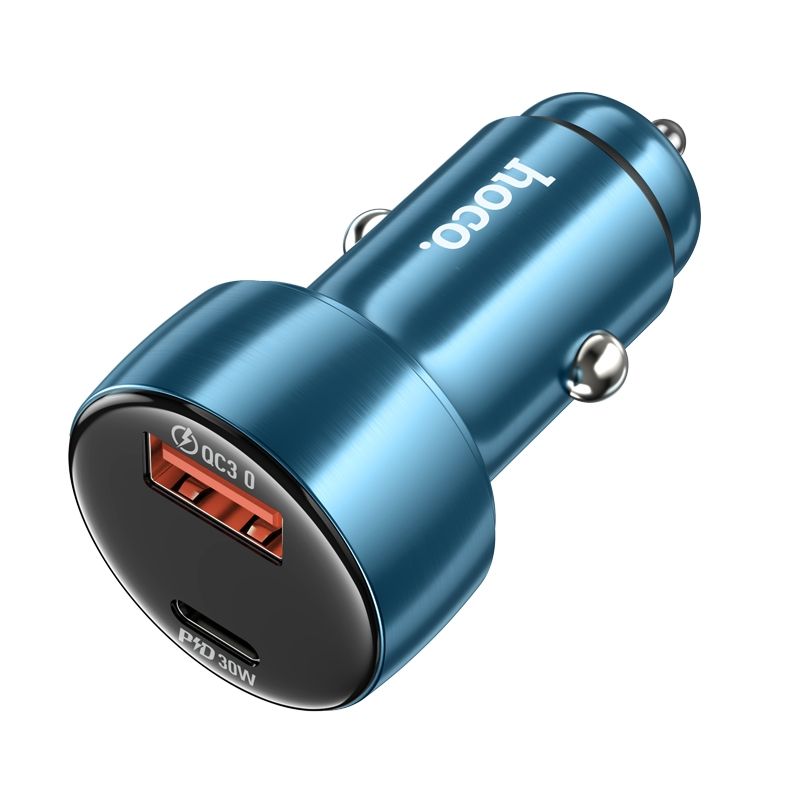 HOCO car charger USB A + Type C with digital display PD QC3.0 3A 48W Z50 blue - Image 3