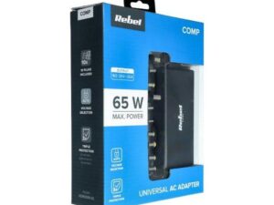 REBEL universal travel charger 65W 18-20V automatic 10 plugs black