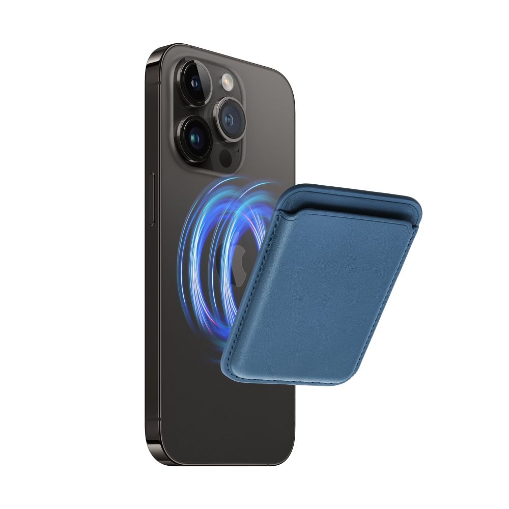 LEATHER MAG WALLET compatible with MagSafe blue - Image 2