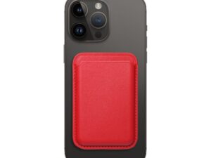 LEATHER MAG WALLET compatible with MagSafe red