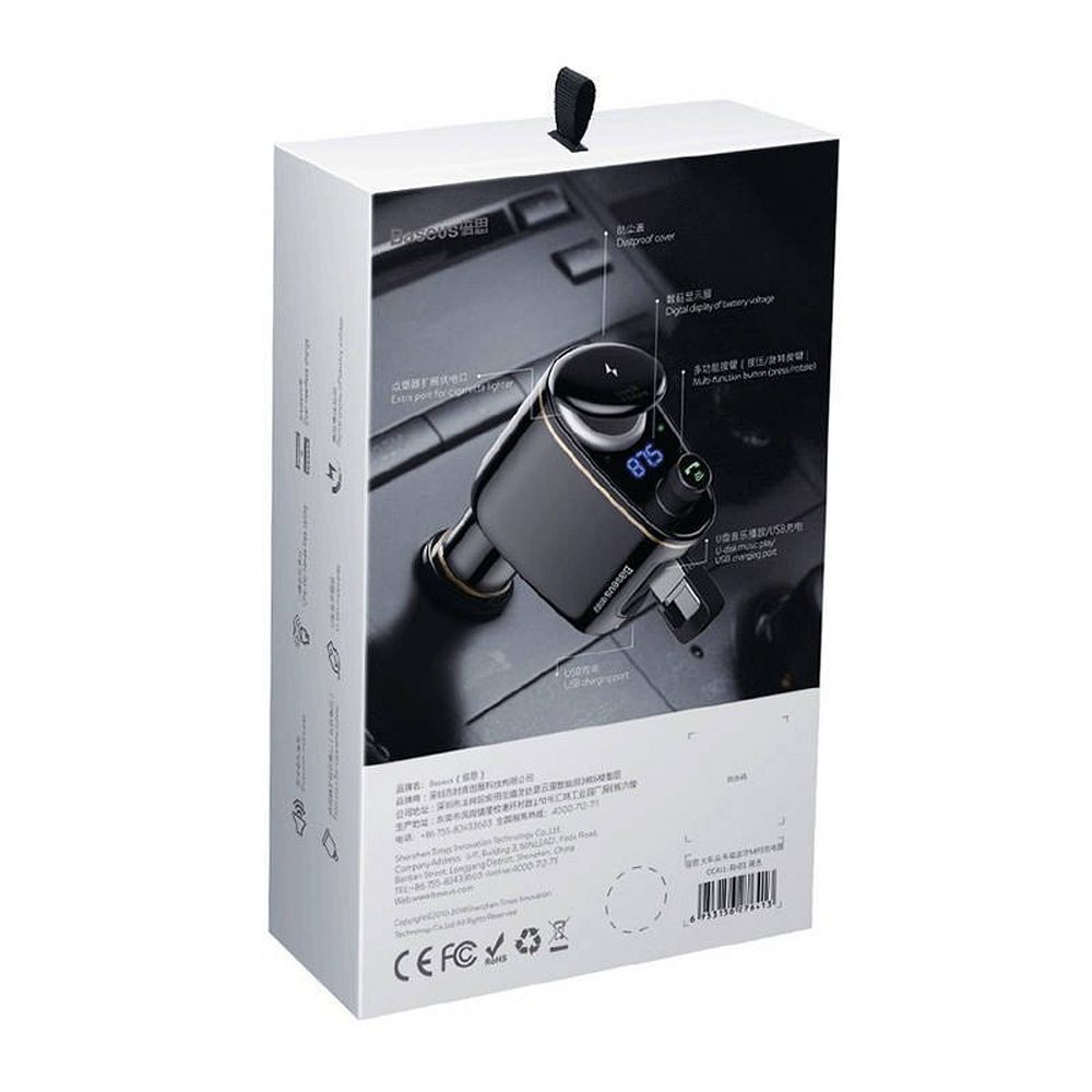 BASEUS car charger 2 x USB A + transmitter FM BT 3,4A S-06 CCHC000001 black - Image 8