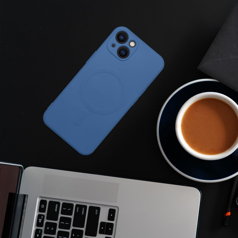 SILICONE MAG COVER case compatible with MagSafe for IPHONE 15 Plus blue - Image 4