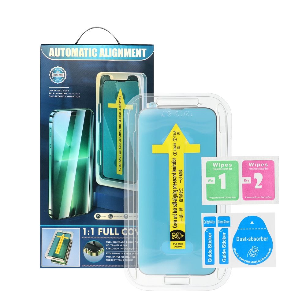 5D Full Glue Tempered Glass for iPhone 15 Pro Max black + applicator - Image 3