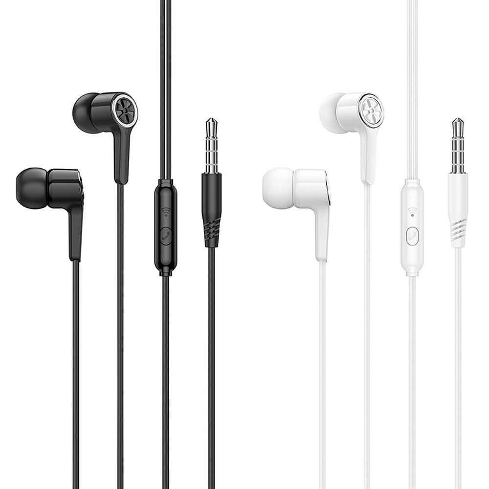 HOCO wire earphones Jack 3,5 mm with microphone M104 white - Image 3