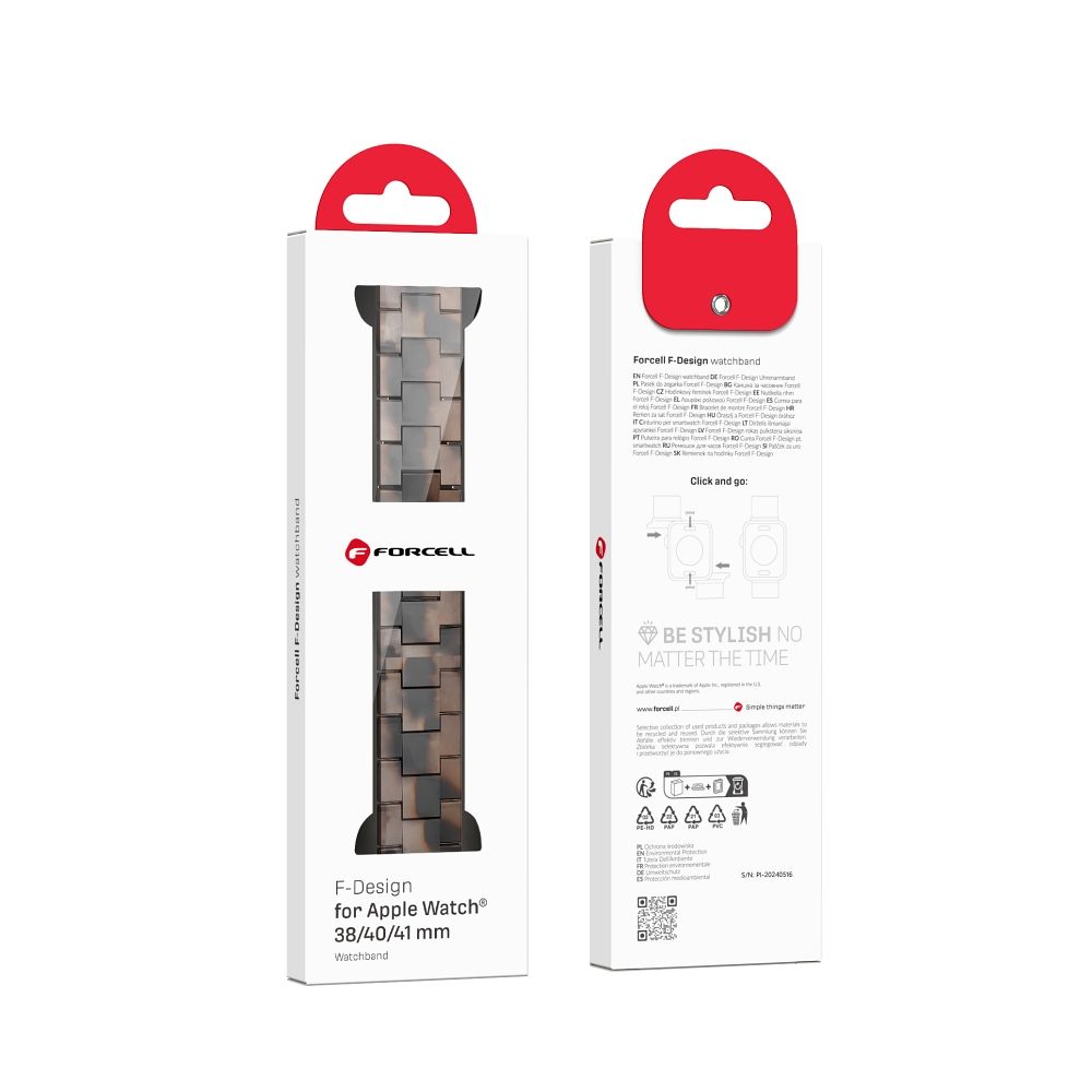 FORCELL F-DESIGN FA04 marble textured resin strap for APPLE Watch 38 / 40 / 41 mm brown - Image 4