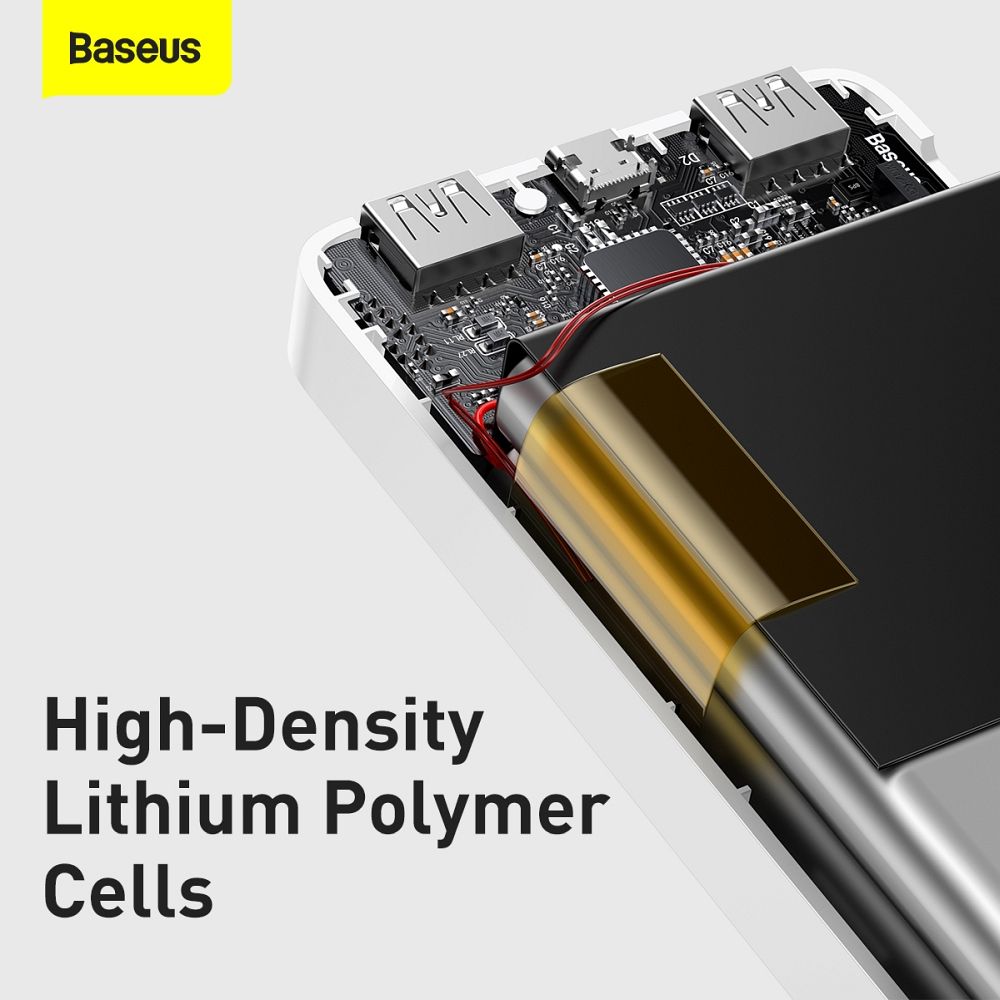 BASEUS powerbank 10 000 mAh + cable USB A do Micro USB PD QC3.0 3A 15W PPDML-I01 white - Image 8