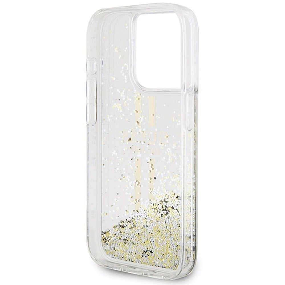 GUESS case for IPHONE 15 Pro Max GUHCP15XLFCSEGT (Liquid Glitter Gold Stripes) transparent - Image 7