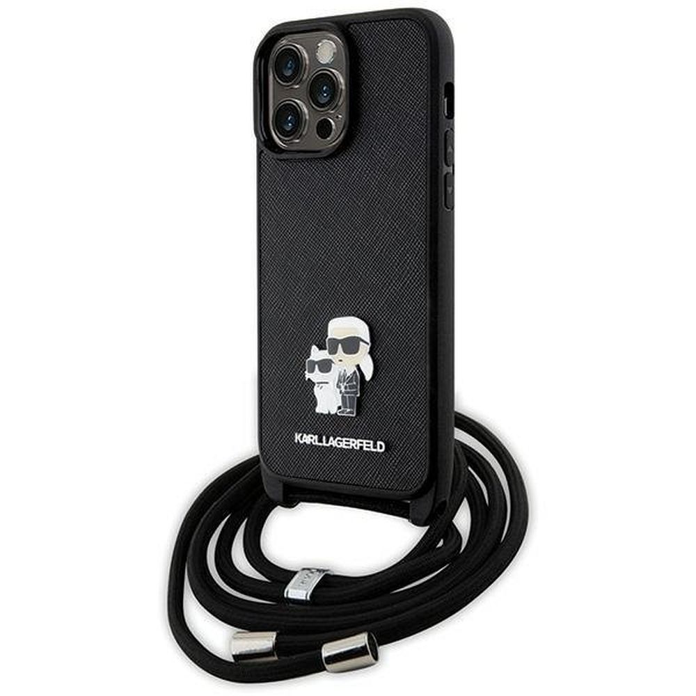 KARL LAGERFELD case for IPHONE 13 Pro Max KLHCP13XSAKCPSK (Saffiano KC Metal PIN Crossbody) black