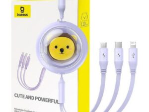 BASEUS retractable cable 3in1 USB A to Micro USB / Lightning / Type C CB000063 1,1 m purple
