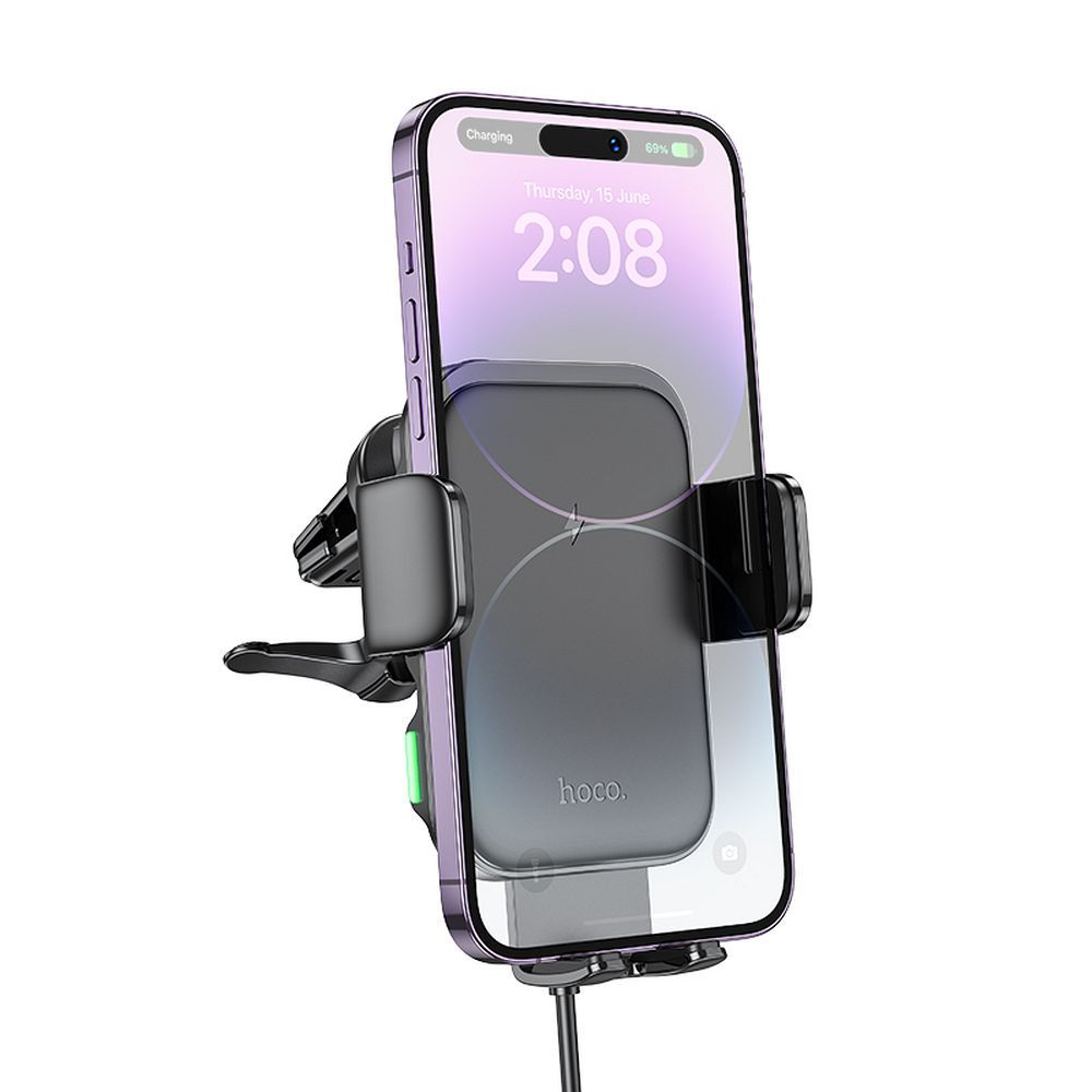 HOCO car holder with wireless charging for air vent HW10 black - Image 5