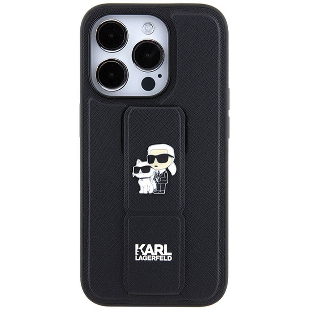 KARL LAGERFELD case for IPHONE 14 Pro Max KLHCP14XGSAKCPK (Gripstand Saffiano KC PIN) black - Image 3