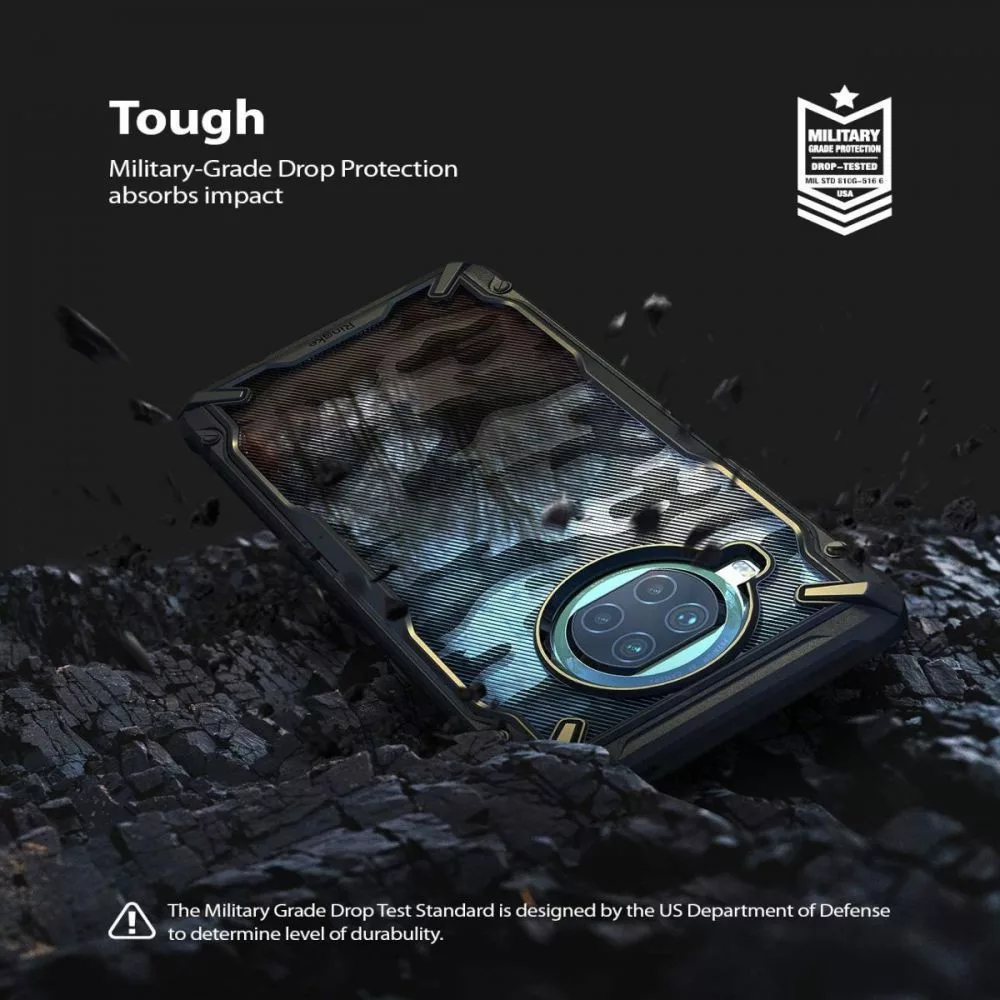 Xiaomi Mi 10T Lite 5G ütésálló hátlap - Ringke Fusion X - terepszínű fekete - Image 3