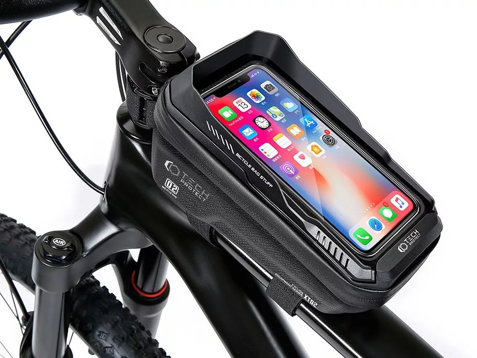Tech-Protect kerékpárra szerelhető, por- és cseppálló telefontartó táska - Tech-Protect XT2 Bike Mount - fekete