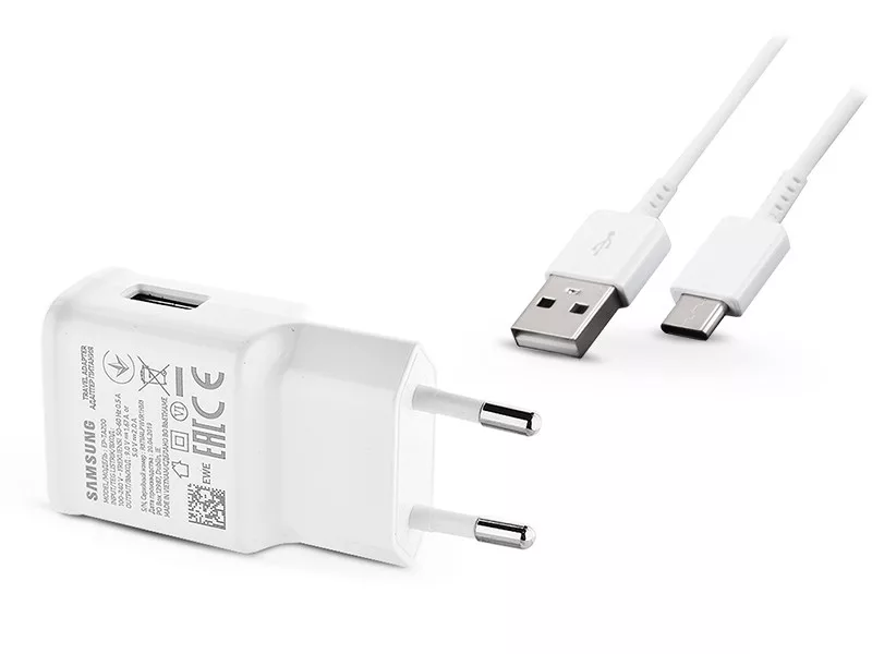 Samsung gyári USB hálózati töltő adapter + USB Type-C adatkábel - 10W - EP-TA200EWE + EP-DN930 Type-C - fehér (ECO csomaglás)