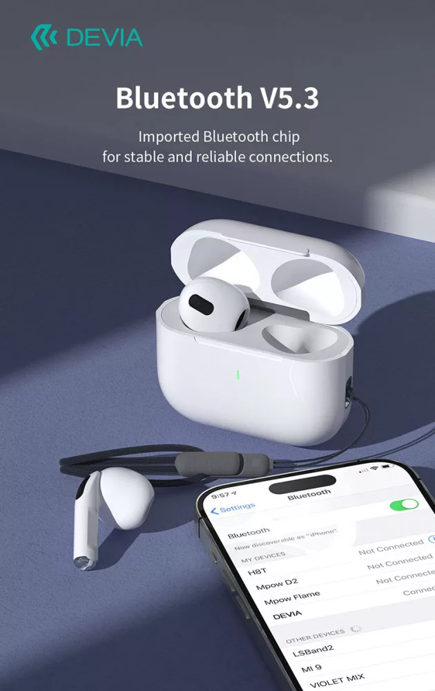 Devia Airbuds Pods3 Bluetooth sztereó headset - fehér - 5. kép