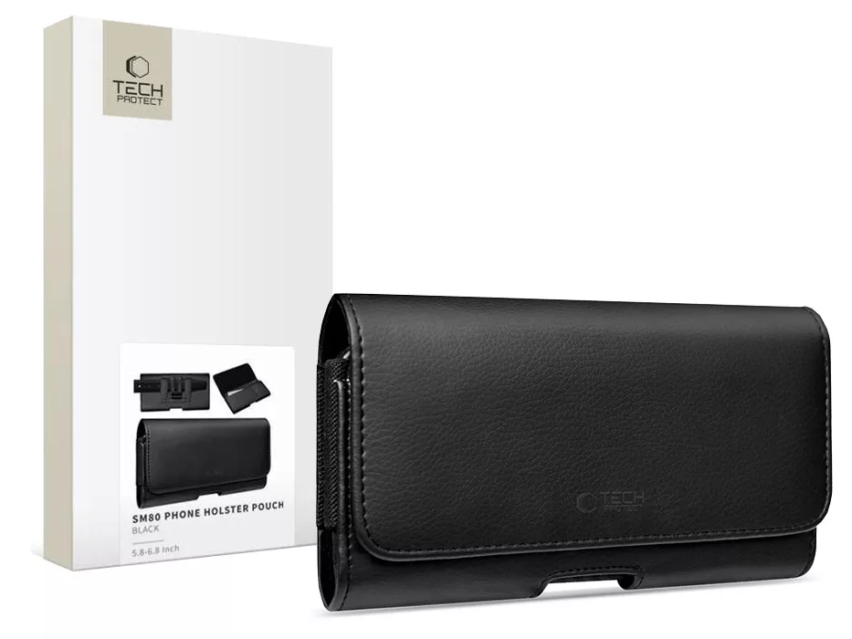 Tec-Protect SM80 Pro Univerzális vízszintes, csatos-fűzős övtáska mobiltelefonhoz 5,8-6,8" - fekete