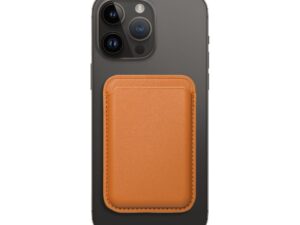 LEATHER MAG WALLET compatible with MagSafe orange