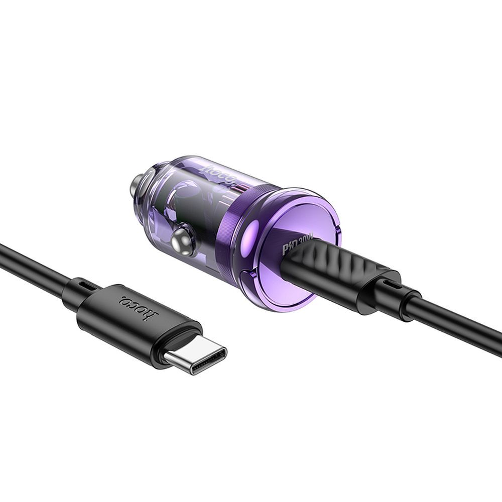HOCO car charger Type C + cable Type C to Type C PD QC3.0 30W Z53 purple - Image 2