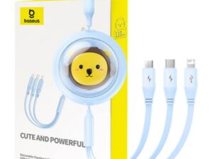 BASEUS retractable cable 3in1 USB A to Micro USB / Lightning / Type C CB000063 1,1 m blue