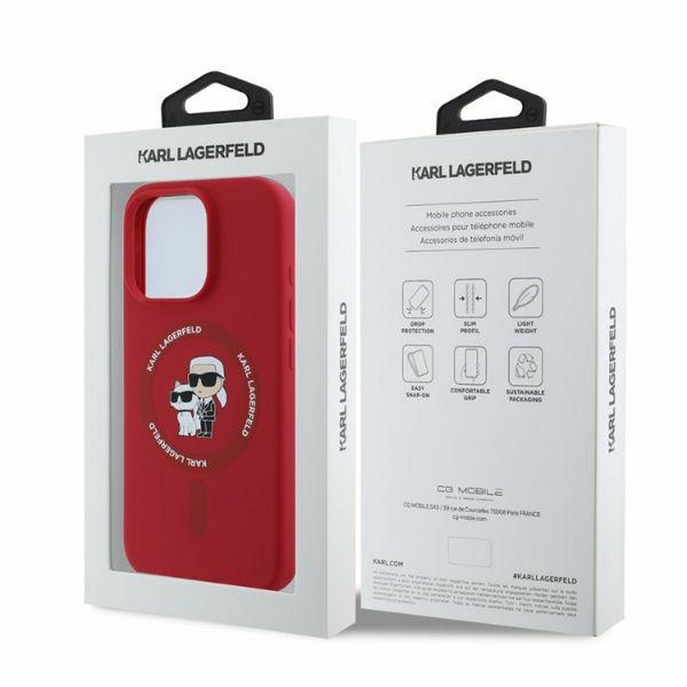 KARL LAGERFELD case for IPHONE 16 Pro compatible with MagSafe KLHMP16LSCMKCRHR (Silicone KC Body Ring) red - Image 4