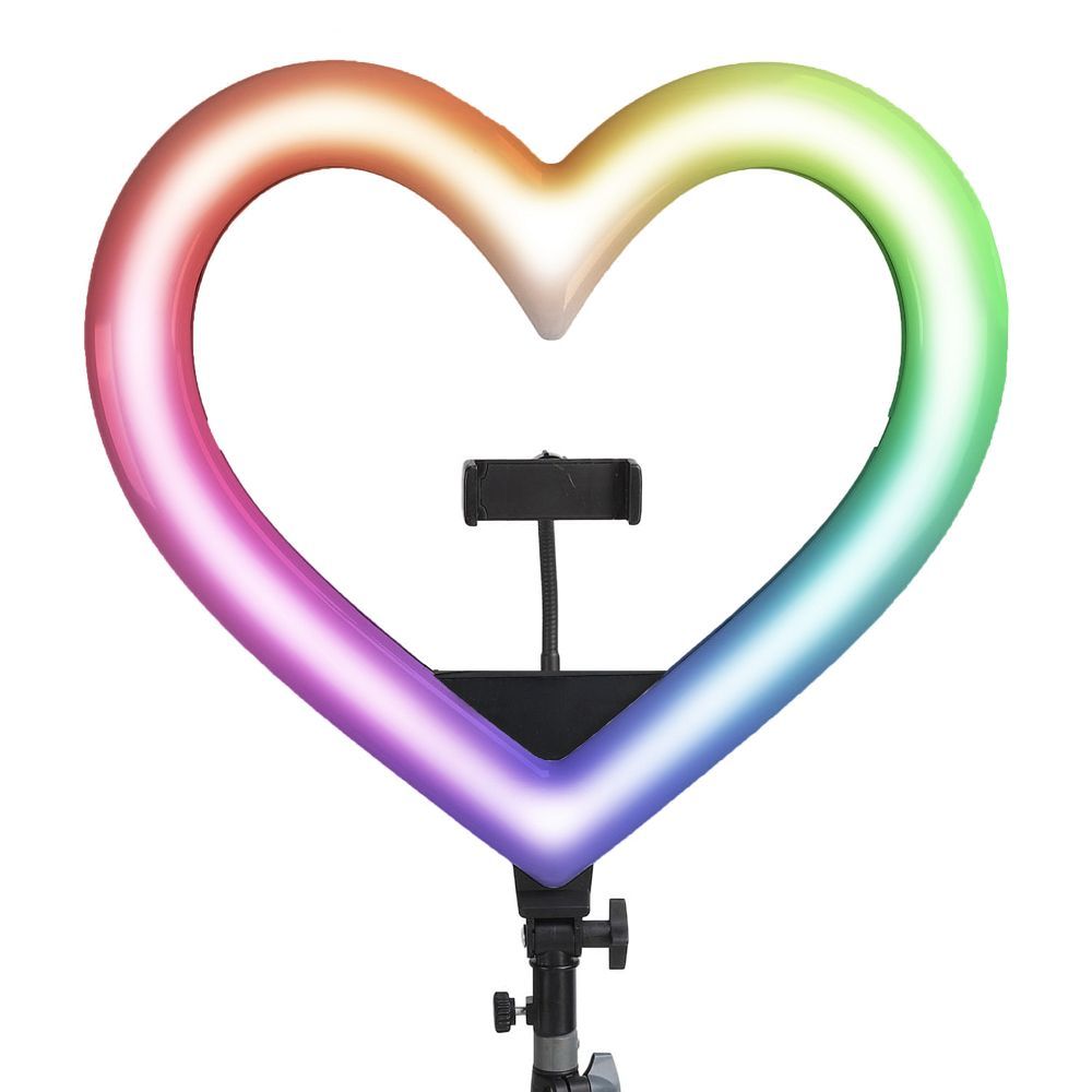 LED Ring Stream RGB lamp 12inch with holder for mobile HEART + tripod JM33-13 black - Image 5