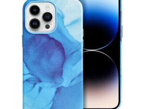 LEATHER MAG COVER case for IPHONE 14 Pro Max blue splash
