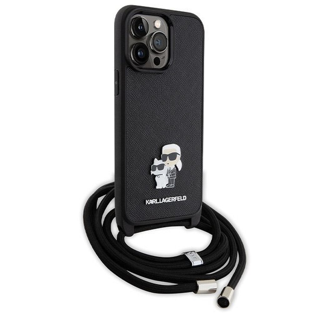 KARL LAGERFELD case for IPHONE 14 Pro Max KLHCP14XSAKCPSK (Saffiano KC Metal PIN Crossbody) black - Image 3