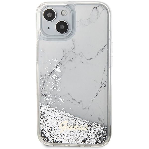 GUESS case for IPHONE 13 / 14 / 15 GUHCP14SLCSGSGH (Liquid Glitter Marble) white - Image 3