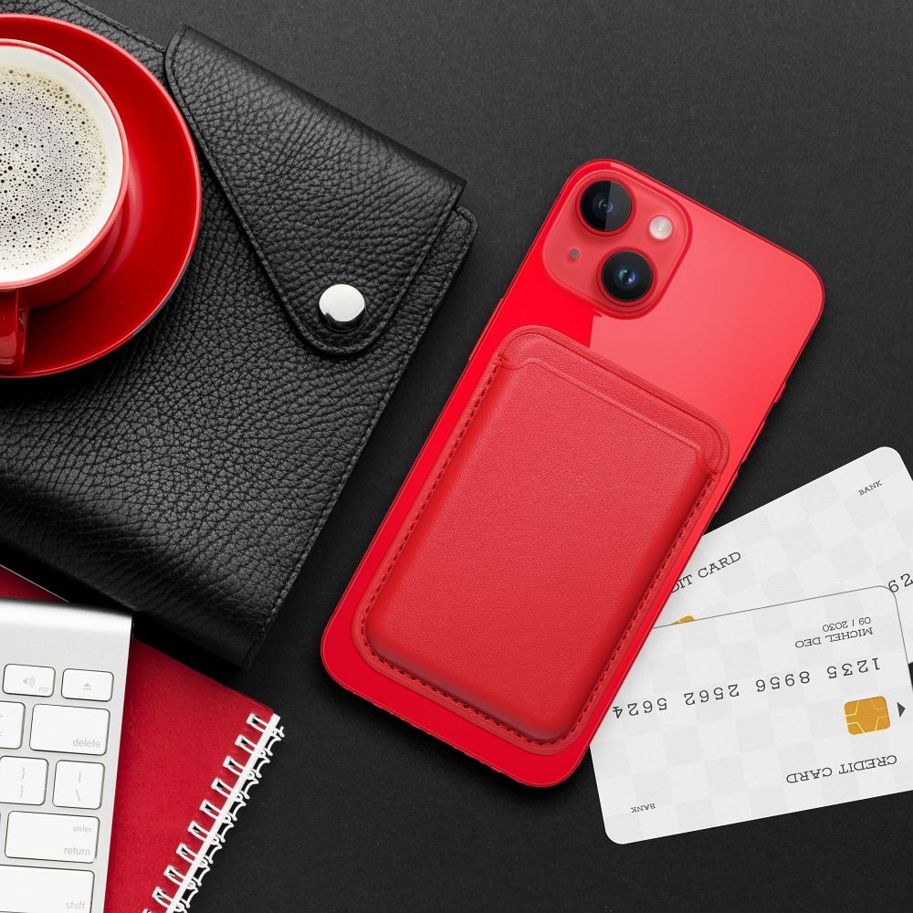 LEATHER MAG WALLET compatible with MagSafe red - Image 5