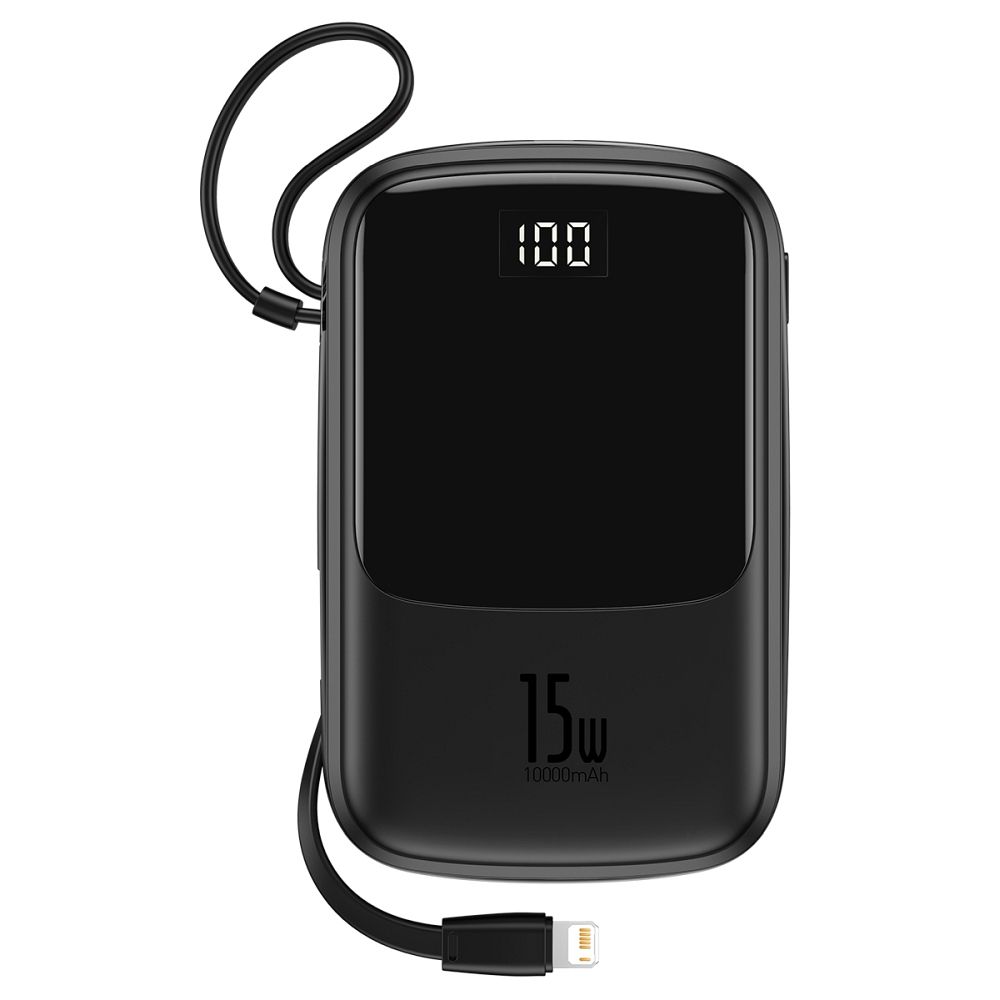 BASEUS powerbank 10 000 mAh with built-in cable Lightning + cable USB A to Type C PD QC3.0 3A 15W PPQD-B01 black - Image 5