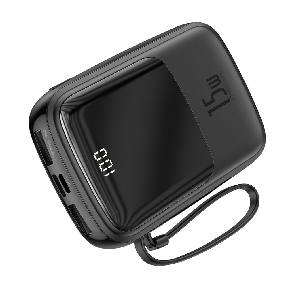 BASEUS powerbank 10 000 mAh with built-in cable Lightning + cable USB A to Type C PD QC3.0 3A 15W PPQD-B01 black - Image 2