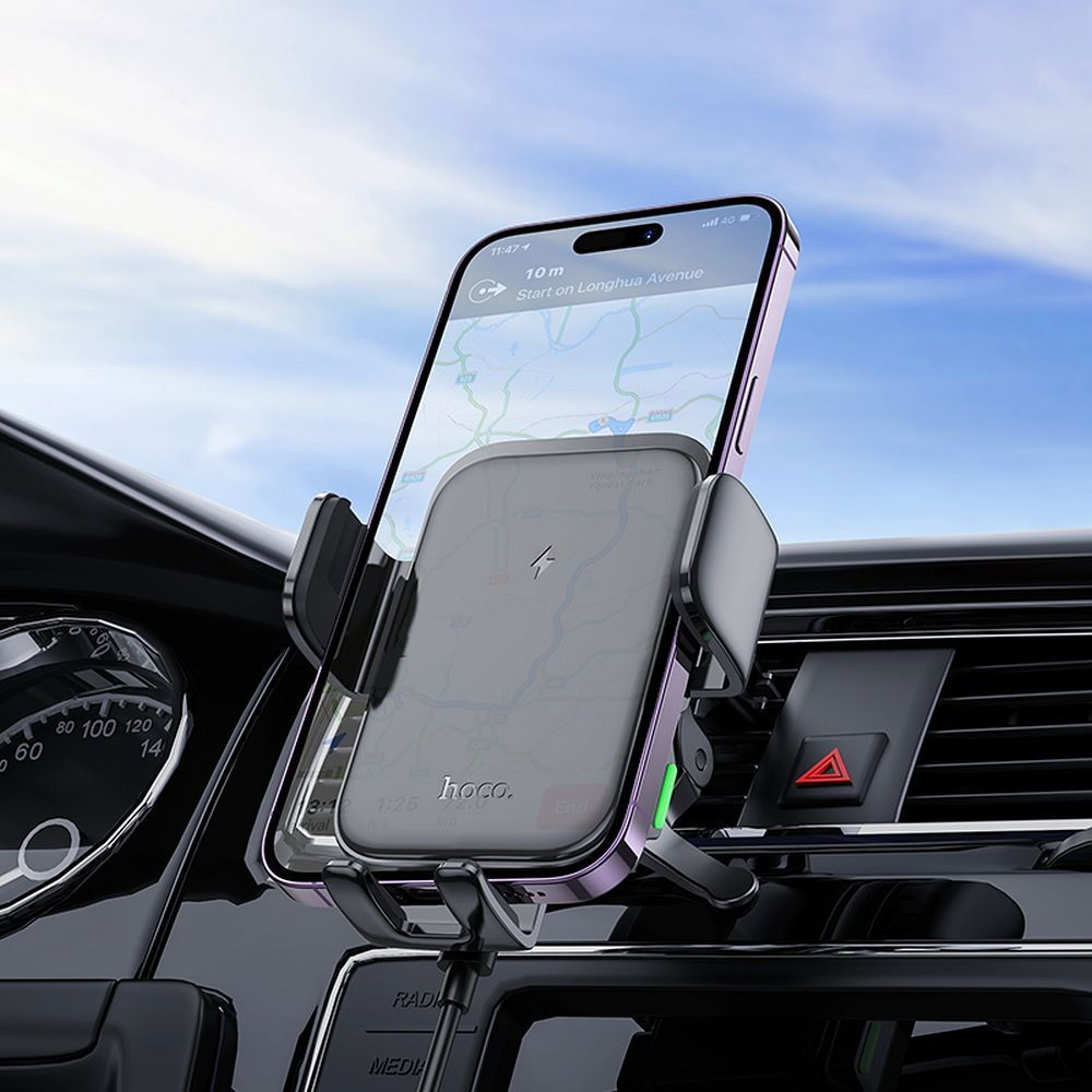 HOCO car holder with wireless charging for air vent HW10 black - Image 7