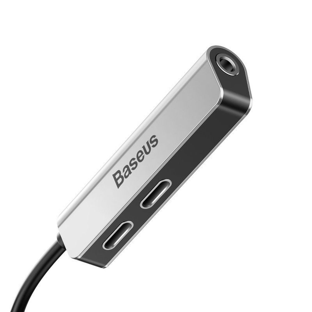 BASEUS adapter AUX 3in1 Lightning to Jack 3,5 mm (female) + 2 x Lightning L52 CALL52-S1 silver black - Image 4