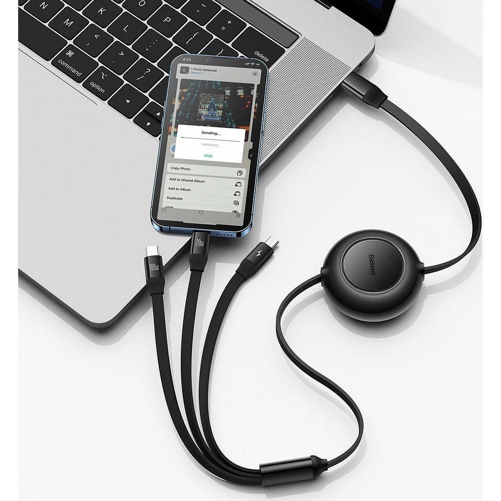 BASEUS cable 3in1 Type C to MicroUSB / Lightning / Type C PD QC4.0 3,5A 100W CAMJ010201 1,1 m black - Image 6