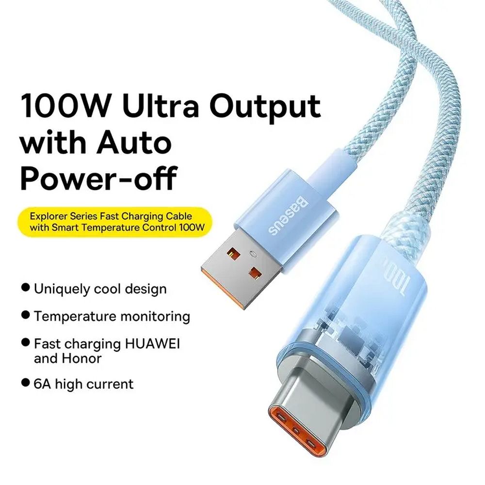 BASEUS cable USB A to Type C PD 100W Explorer CATS010503 2 m blue - Image 4