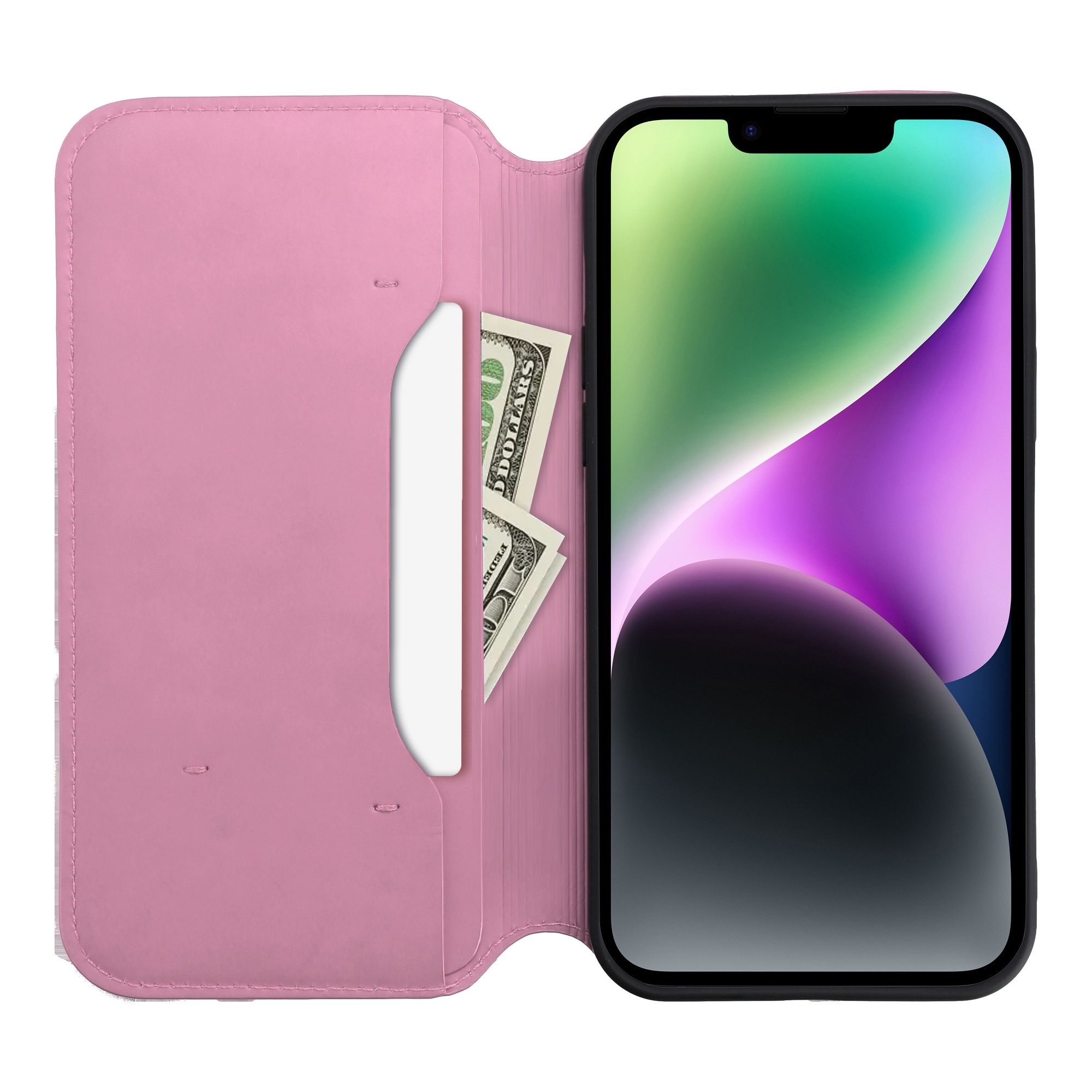DUAL POCKET Book case for IPHONE 16 Pro Max light pink - Image 3