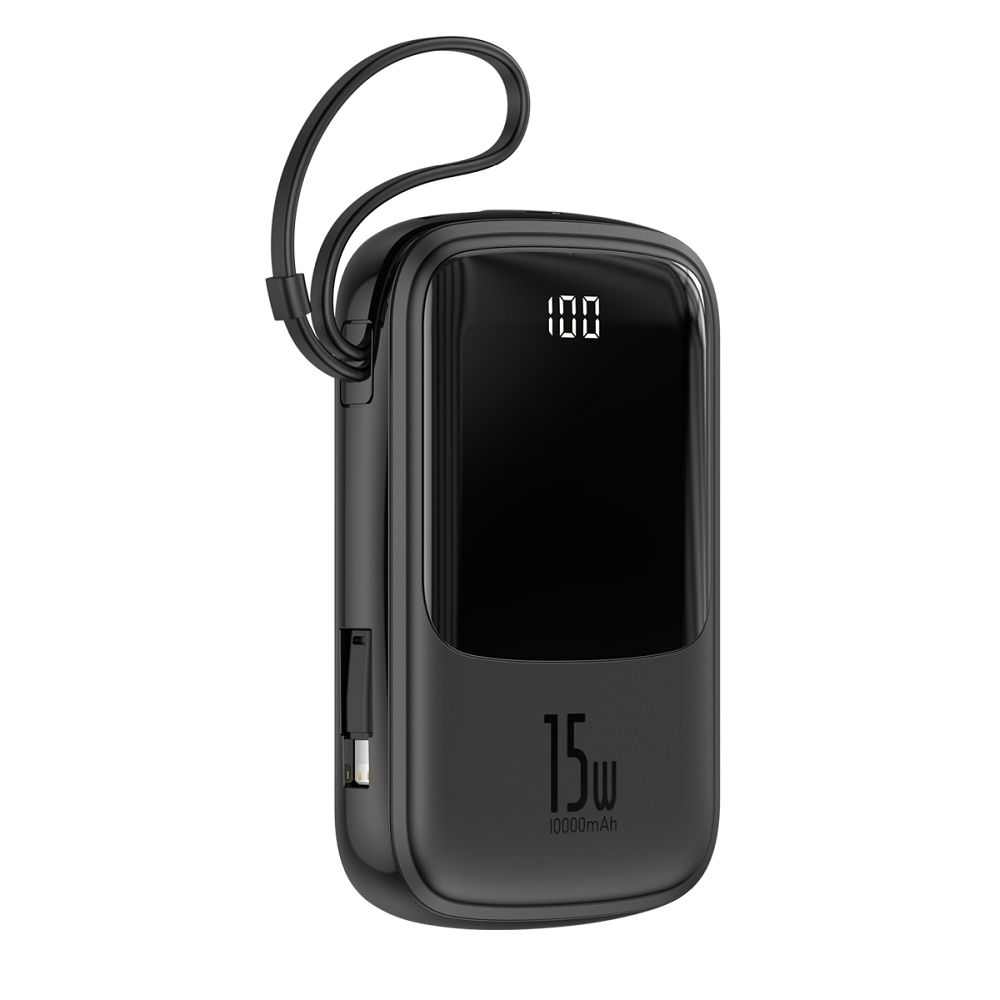 BASEUS powerbank 10 000 mAh with built-in cable Lightning + cable USB A to Type C PD QC3.0 3A 15W PPQD-B01 black - Image 4