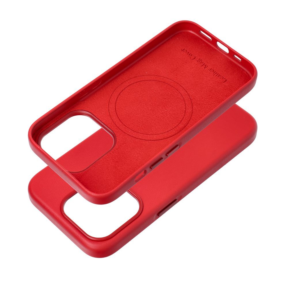 LEATHER MAG COVER case for IPHONE 15 Pro red - Image 3