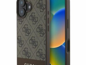 GUESS case for IPHONE 16 GUHCP16SG4GLBR (PC/TPU 4G PU Bottom Stripe) brown