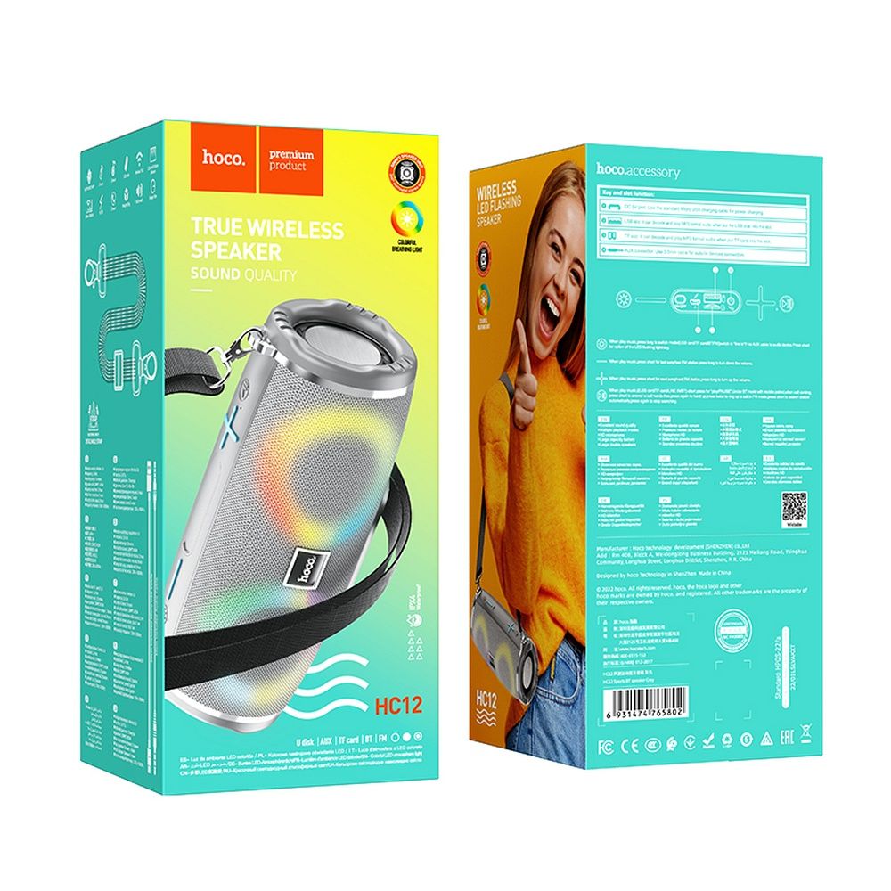 HOCO wireless speaker bluetooth HC12 grey - Image 3