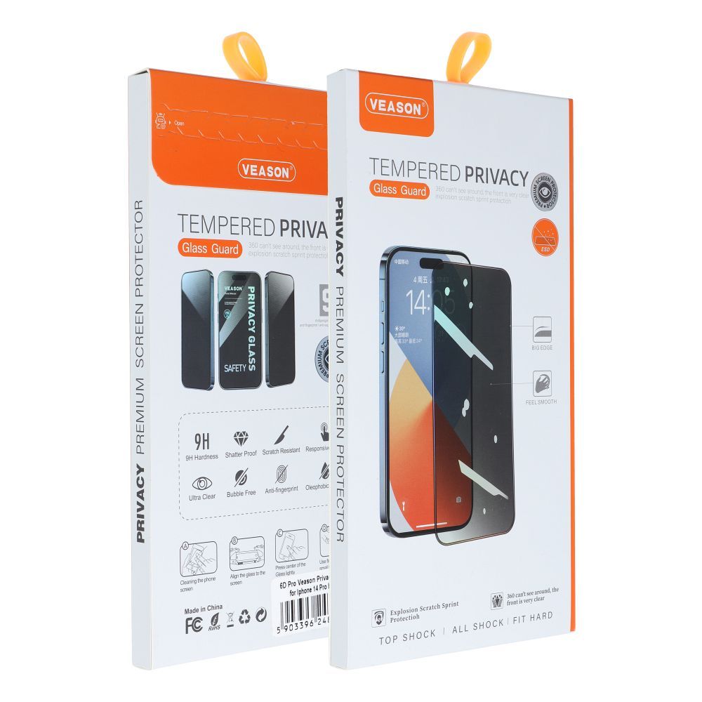 6D Pro Veason Privacy Glass - for Iphone 16 Pro Max black