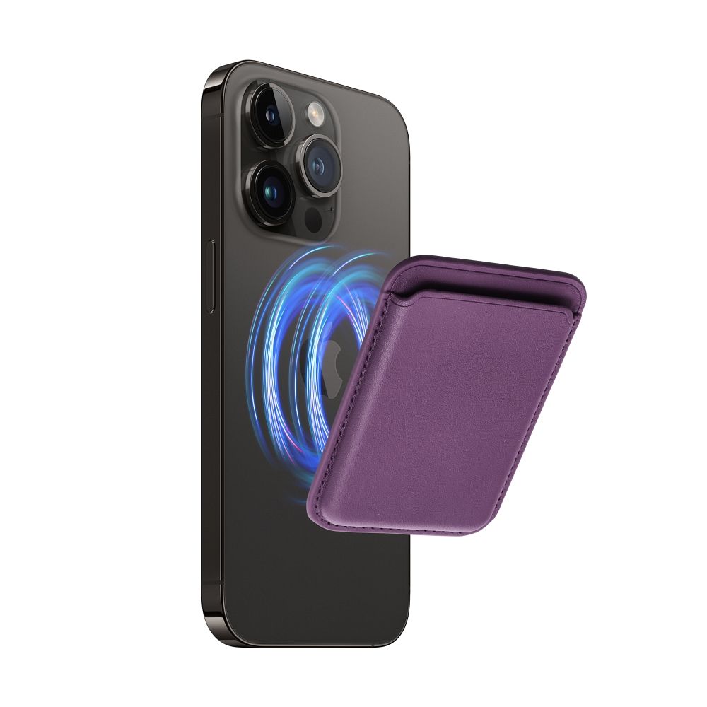 LEATHER MAG WALLET compatible with MagSafe dark violet - Image 2
