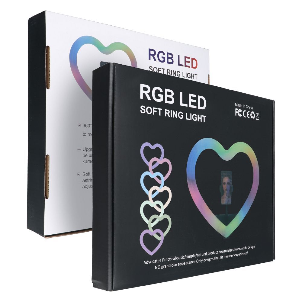 LED Ring Stream RGB lamp 12inch with holder for mobile HEART + tripod JM33-13 black - Image 10